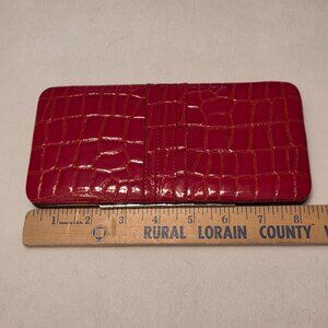 Red Patent Faux Crocodile Wallet Clutch